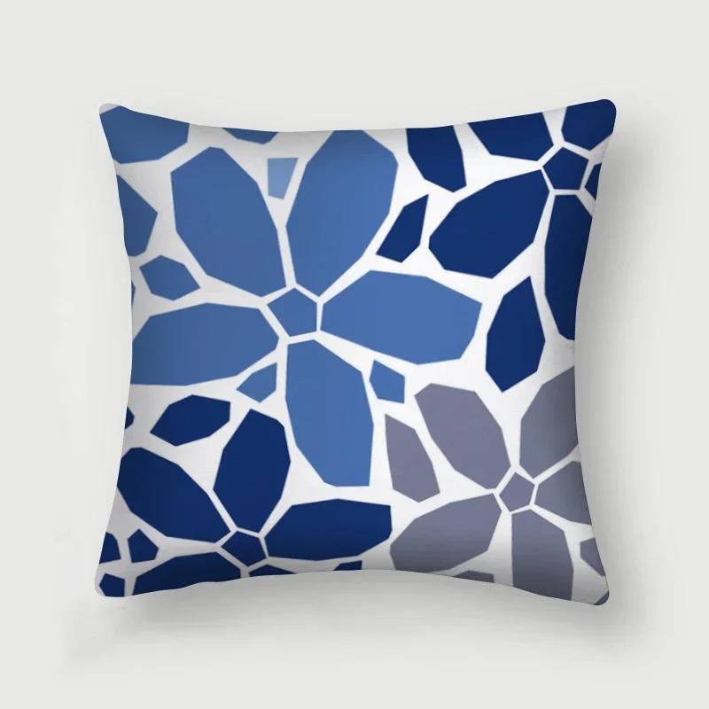 Office Living Room Home Pillowcase Abstract Blue Flower Pillowcase Car Ornaments
