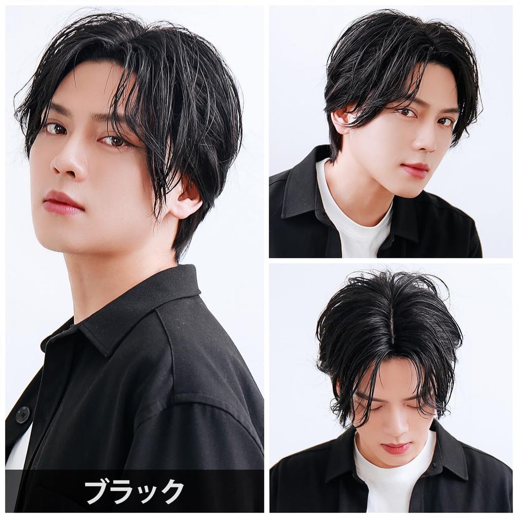 affiliated member 2024 innovative style wig black wig center part natural wig center part short Korean style pure black [TefuRe Men's Wigs] J-hair