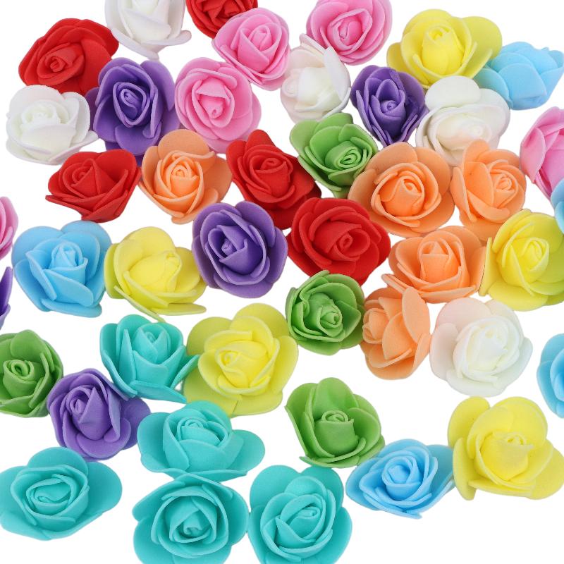 50Pcs Artificial Rose Flower Heads Multicolor Foam Rose Heads For Wedding Bouquet And Diy Crafts Party Home Decorations