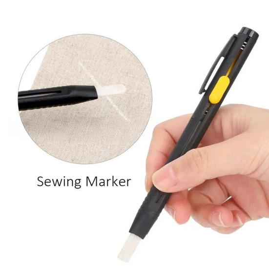 Fabric Chalk Marker for Sewing Quilting Refillable Tailors Chalk Fabric Marking Pen with Chalk Refills Gift for Craft Enthusiasts