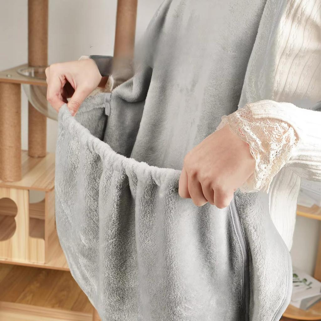 Winter Warm Plush Pet Holding Apron -Hair Carrier Pouch with Leg Holes