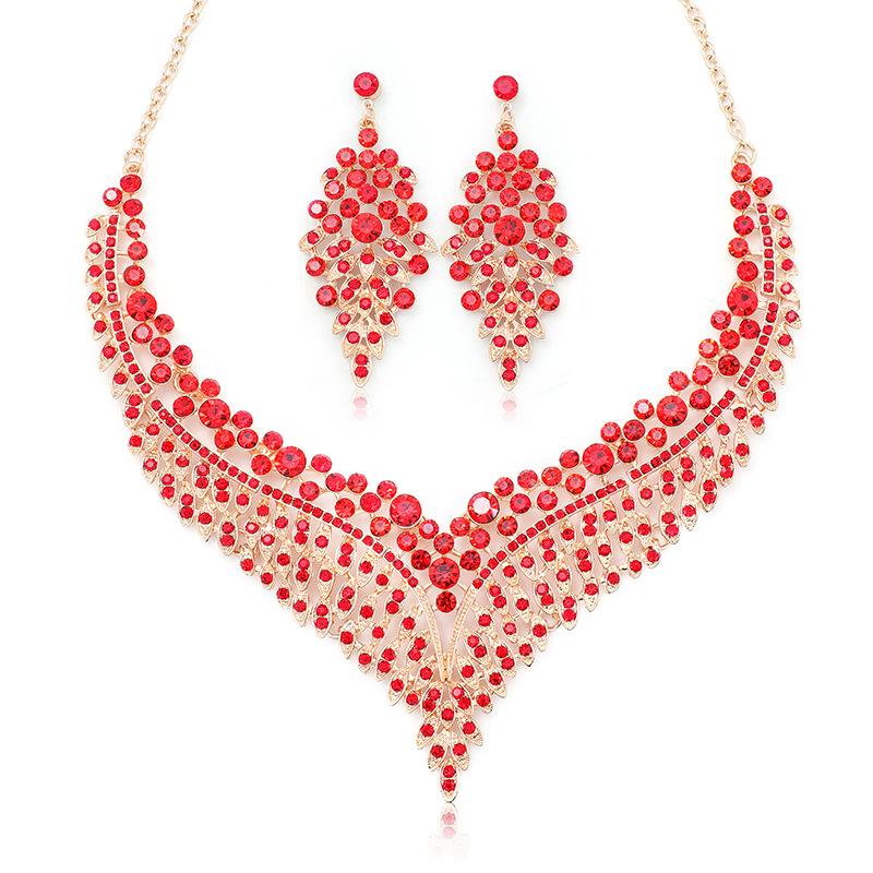 Ensemble collier et boucles d'oreilles en diamant de style palais, chaîne de clavicule en cristal coloré, bijoux pour robe de bal de banquet