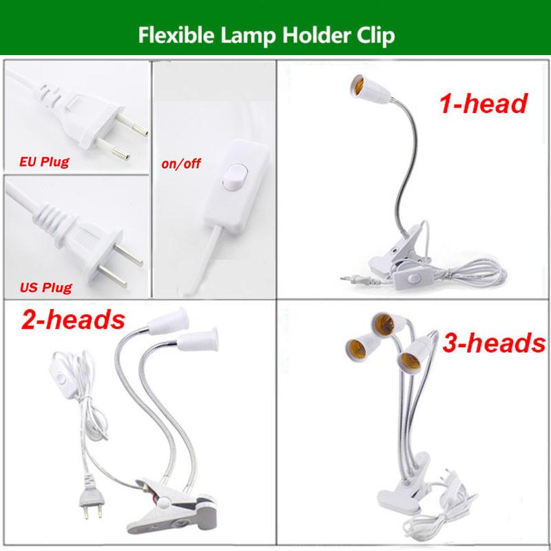 360 Degrees Flexible Desk Lamp Holder E27 Base Light Socket Gooseneck Clip-On Cable With On Off Switch for Home Plant