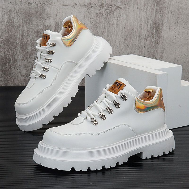 Martin boots men's spring trend high-top board shoes platform casual shoes men's inner height-increasing short boots