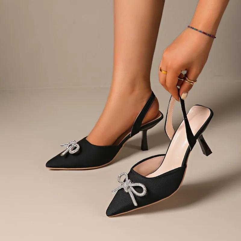 Women's Sexy Bling High Heels Shoes  Summer New Luxury Rhinestone Butterfly-knot Party Prom Sandals Zapatos De Mujer Pumps