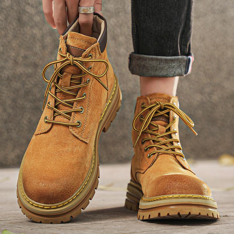 Fashion Men's Boots 2025 The Latest Leisure Comfortable Spring Summer Autumn Winter Leather Rhubarb Tough Man Wind Help Men's Shoes