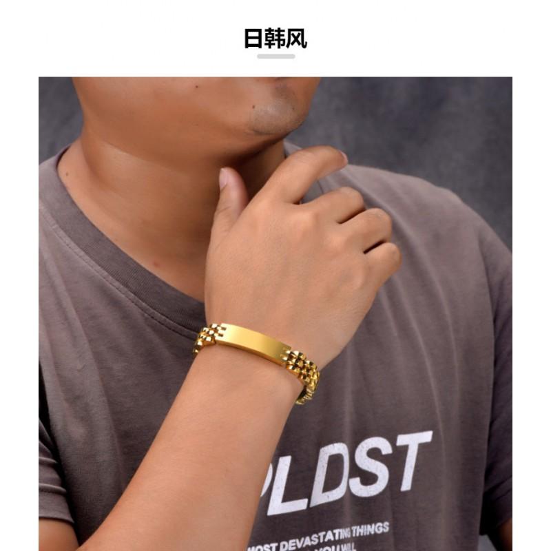Stainless Steel Engravable Bracelet Men Women Geometric Bangle Adjustable Size Fashion Jewelry