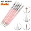 5Pcs/Set 2 Ways Nail Art Pen Point Flower Dotting Tool Durable Marbleizing Painting Pens