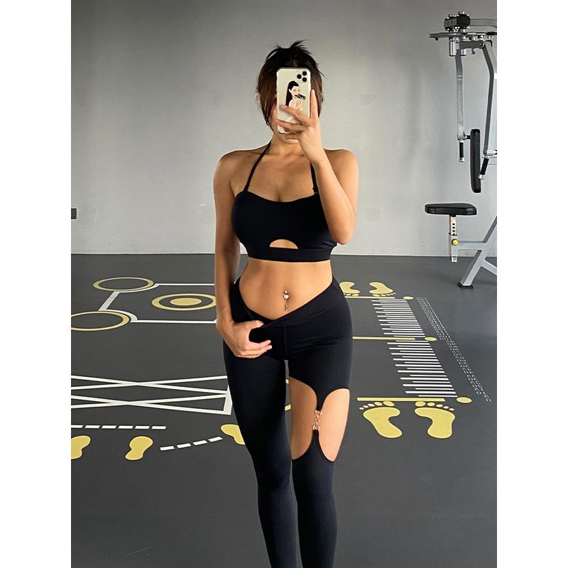 Fancy Sports Intimates Female Shockproof Push-up Beauty Back Quick-Drying Yoga Jacket Sexy Halter Spaghetti Strap Bra Outwear