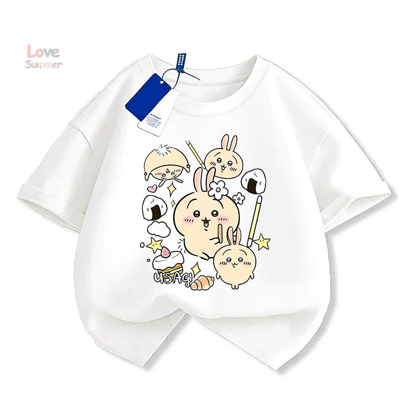 T-shirt estiva 2026 Chiikawa Ragazza e Ragazzo Hachiware Casual Manica Corta Regalo Perfetto per Bambini dai 4 ai 14 Anni Trendy per Streetwear