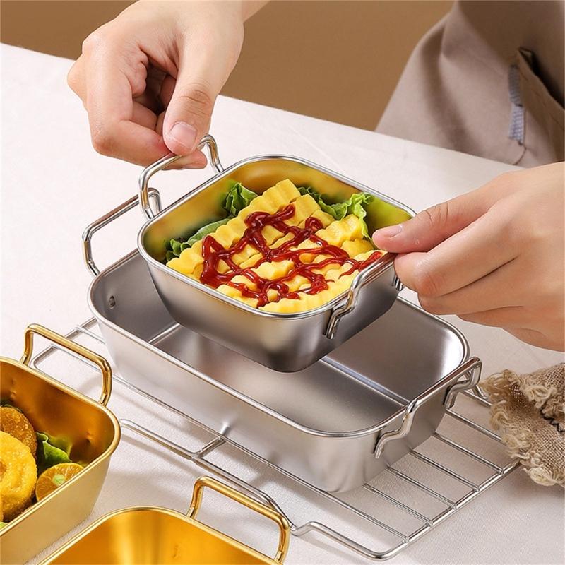 Multifunctional Stainless Steel Toddler Plates Set for Kids, Durable Metal Dinnerware, Safe for Oven and Dishwasher Use