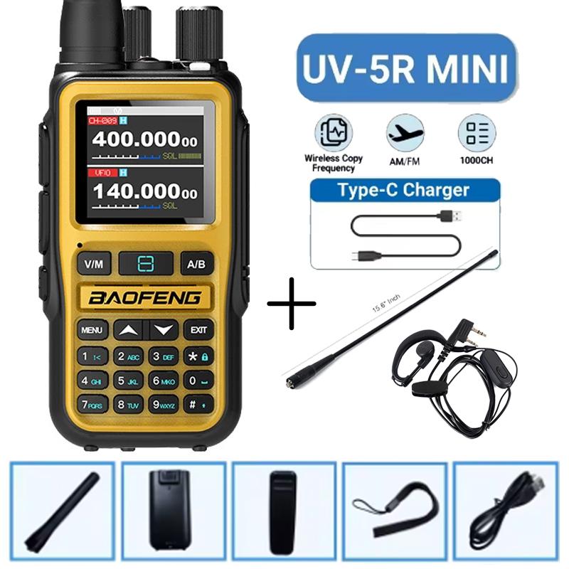 Baofeng 5R Mini Walkie Talkie Dual PTT Bluetooth APP Programming Grey Black Multi Band AM Wireless Copy Frequency Two Way Radios