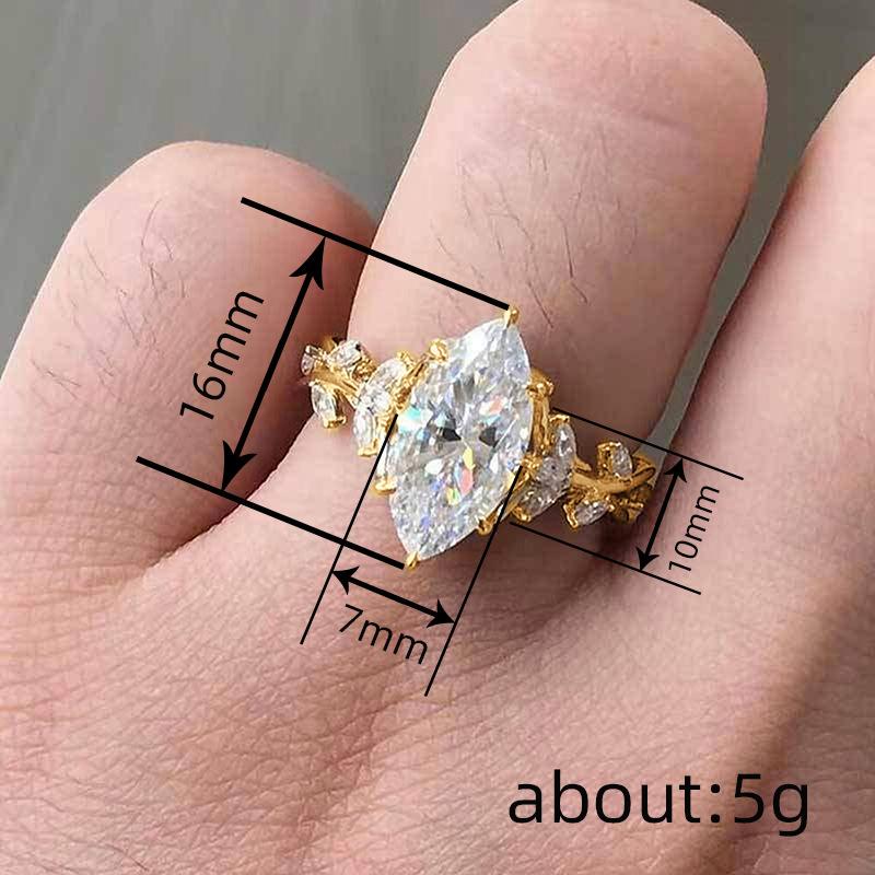 Exquisite Set of Zirconia-studded Ring for Women. Palace-style Leaf and Vine Design Ring. Fashionable and Luxurious Style.