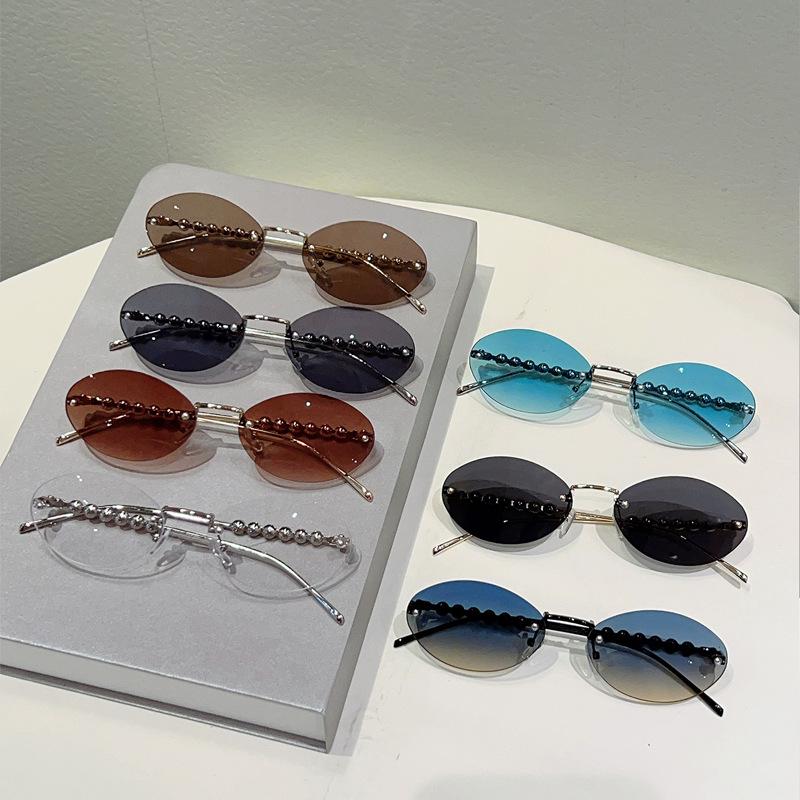 JYL TS Sunglasses UV Protection Ellipse Frameless Pearl Travel/3484