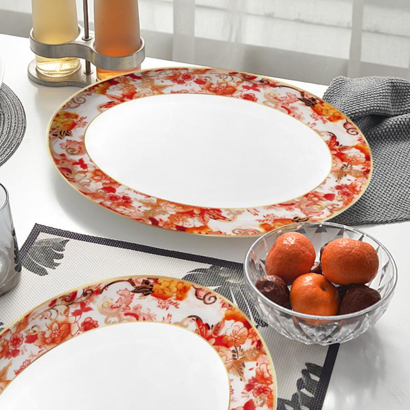 Jingdezhen Luxury Dinner Set Plates and Dishes Hotel Restaurant Ceramic Plate Bone China Porcelain Plate Wedding Gift