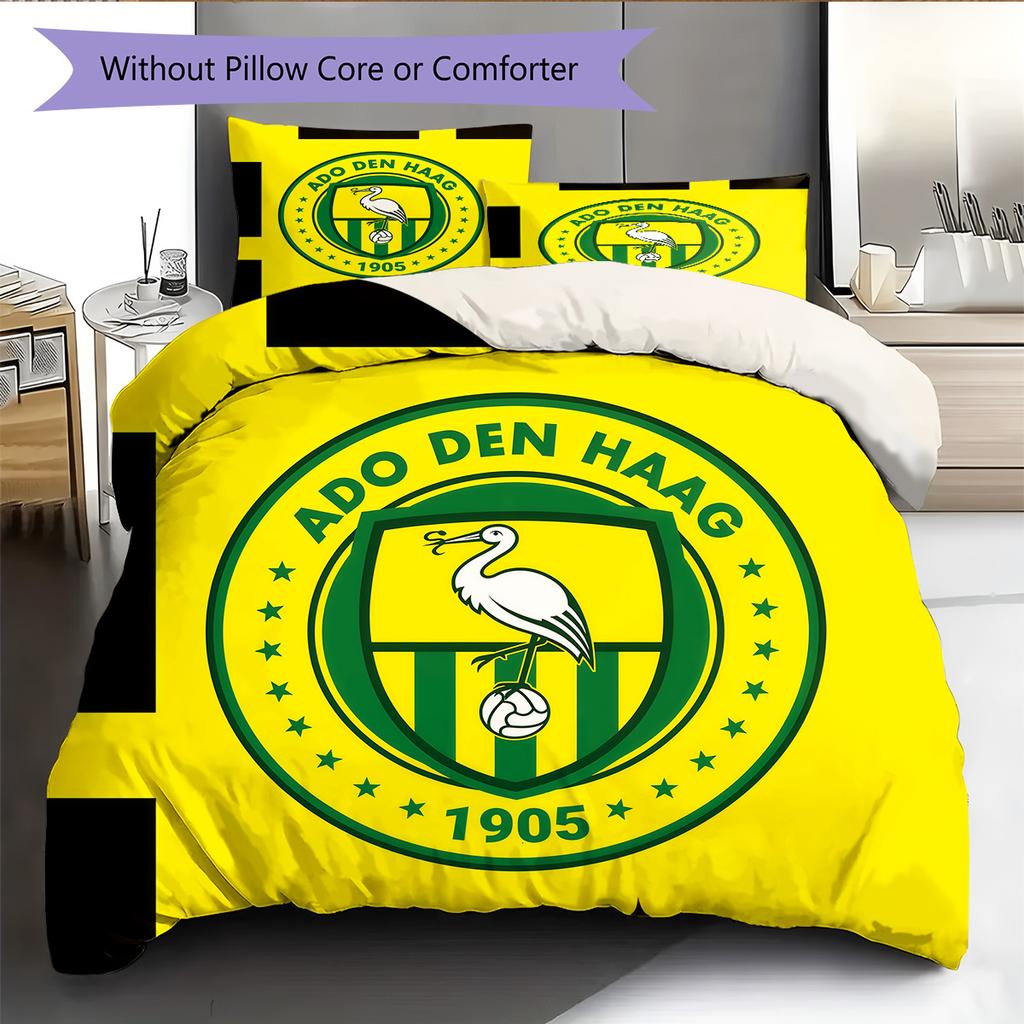 ADO Den Haag Pattern Bedding Quilt Set Home Decoration Gift (1 * Duvet Cover + 2 * Pillowcase Without Core)