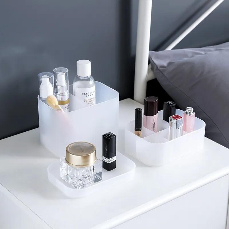 Multi-Purpose Frosted Cosmetic Storage Box-Lidded Divided Organizer for Vanity,Desktop&Makeup Area,Cosmetics & Beauty Essentials
