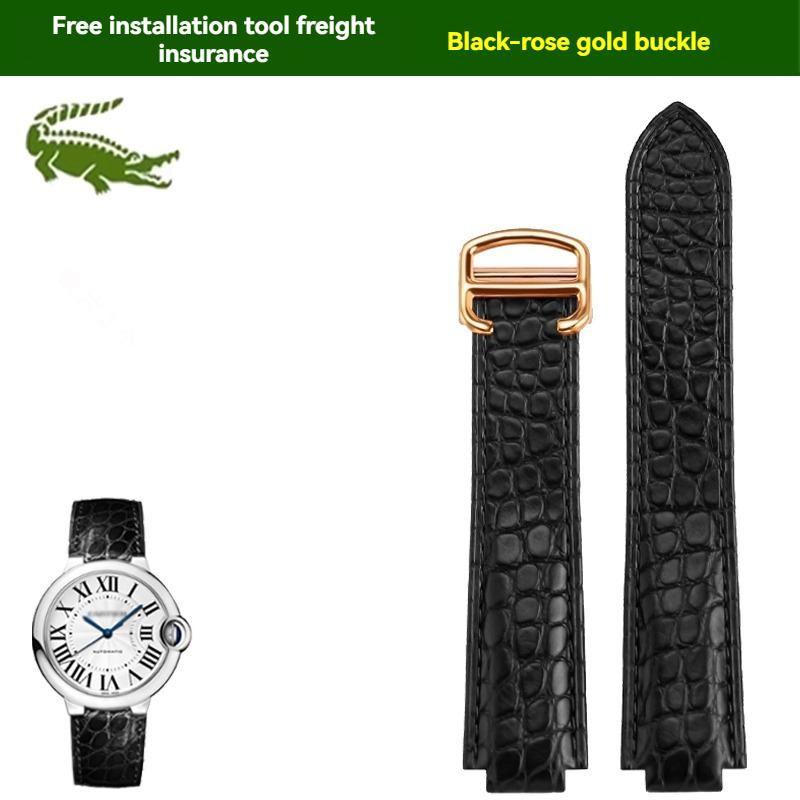 Crocodile leather watch strap For Cartier blue balloon WSBB0025 W69012Z4 14-8mm 16-8mm 18-11mm 20-12mm 22-14mm convex watchband