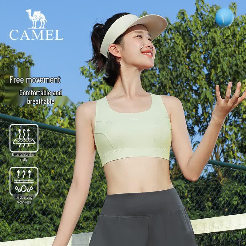 CAMEL Women's Quick-Dry Integrated Padded Sports Bra Vest