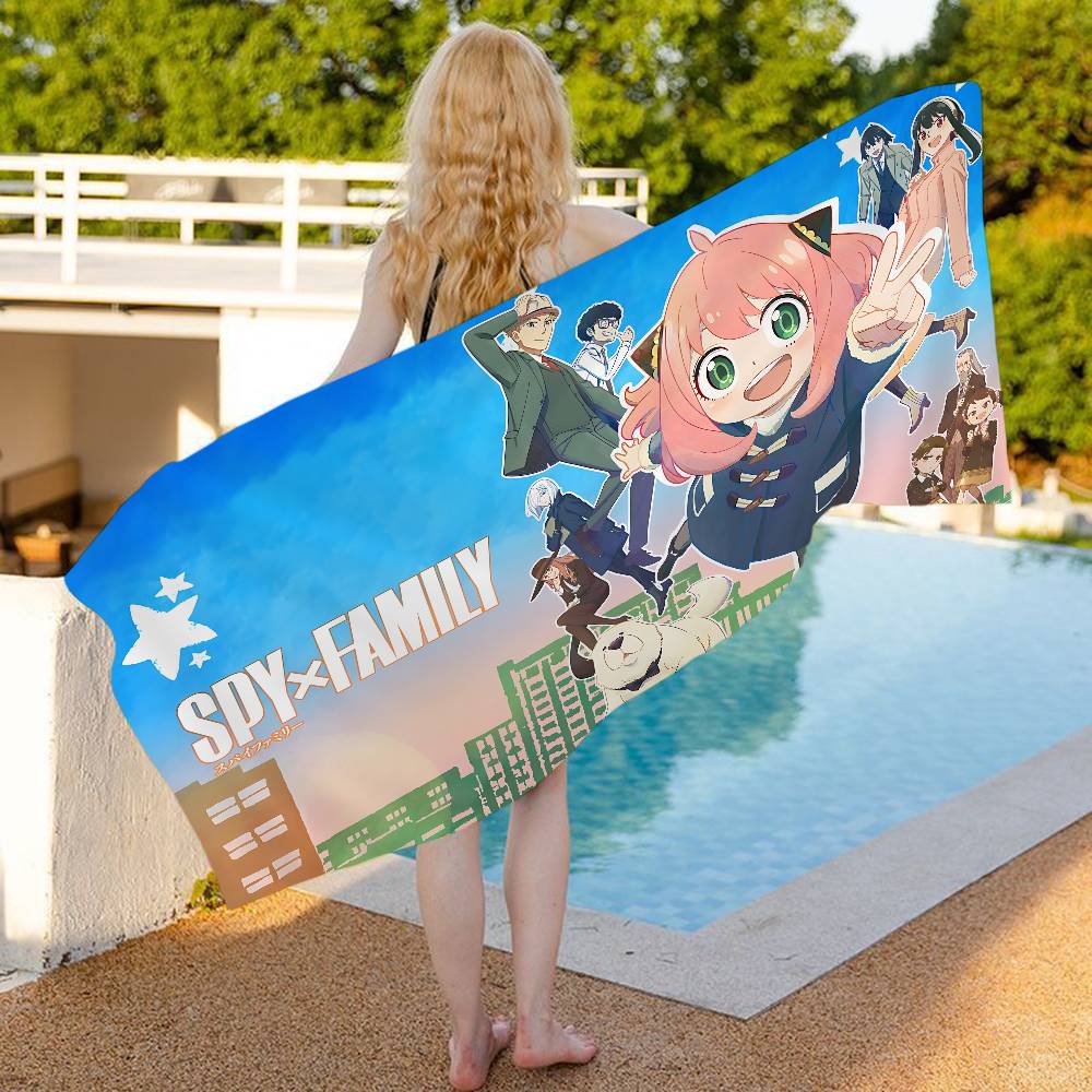 Comedy Anime Spy X Family Microfiber Blanket Quick Drying Beach Towels Oversized Printing Super Absorbent Pool Towel Blanket