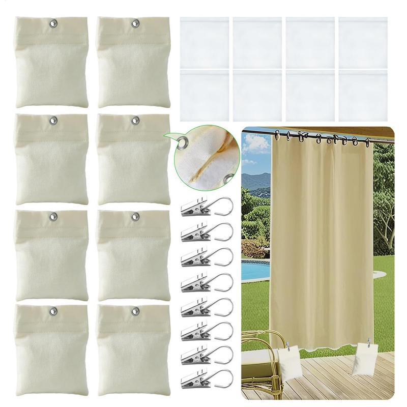 8pcs Outdoor Curtains Windproof Weighted Bags With Clip Balcony Curtains Cloth Weights For Pool Shower Bedroom Patio