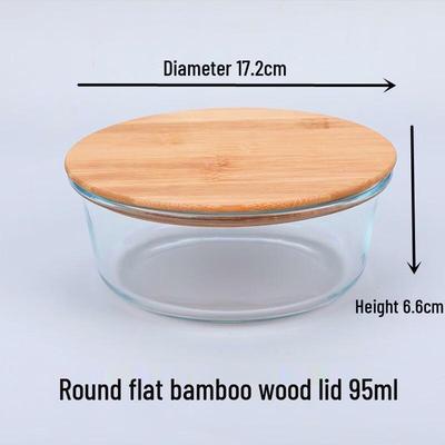 Ruhan Round Glass Lunch Box with Bamboo Lid
