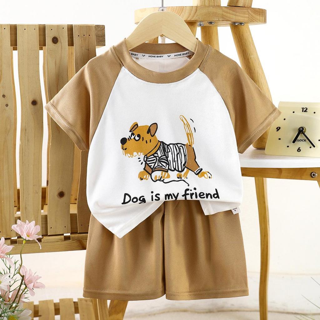 Children's Summer Casual Set: Short Sleeve Loose Outfit for Boys