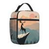 Bestselling Landscape Painting Parent Child Matching Adjustable Strap Lunch Bag Children Outing Cooler Tote