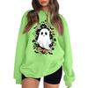 Women's Neck Long Sleeve Loose Fit Casual Sweatshirt Pullover Top with Halloween Print