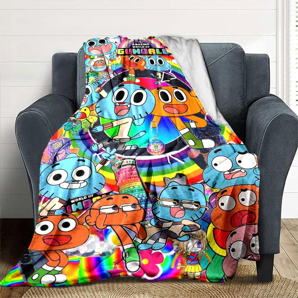 The Amazing World of Gumball Print Flannel Blanket High Quality Warm Comfortable Cover for All Seasons Perfect for Gifts Home Deco