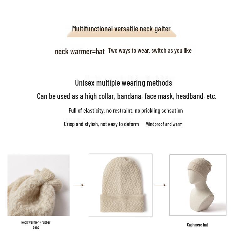 Unisex Cashmere Snood Pullover: Warm, Cold-Proof Neck Protection, Versatile Knitted Collar Scarf.
