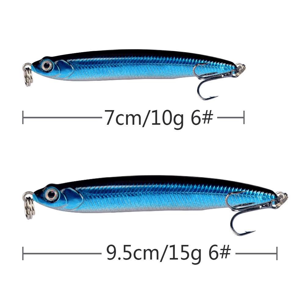 Bullet Head Sinking Pencil Bait Long Casting Lure Fish Shape Hard Bait for Bass Pike Saltwater Freshwater Fishing with 3D Eyes and Sharp Hooks