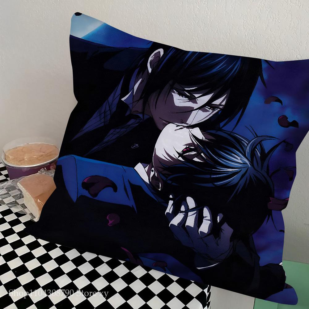 Black Butler Anime Kuddfodral Mode Fyrkantigt Kuddfodral Sovrum Soffa Rum Ins Dekoration Fritid Kuddfodral 40x40