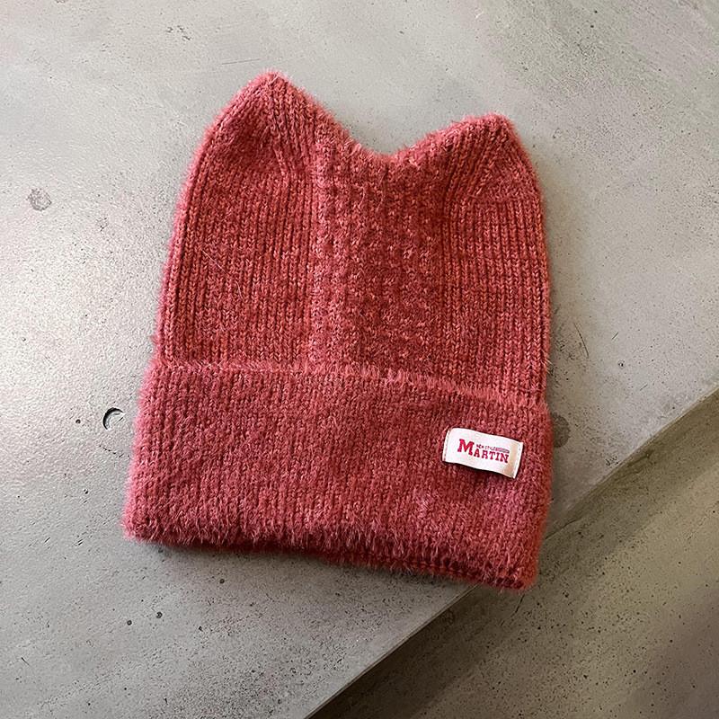 Candy Colored Sweet Cat Ear Shaped Women Warm Knitted Hat For Winter Outings