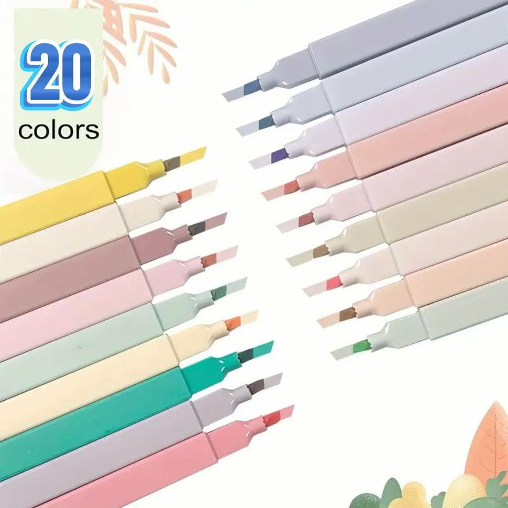 12/20 Stück Pastell Morandi Quadratische Textmarker: Ästhetische Meißelspitze, kein Durchbluten & kein Verschmieren, für Journaling, Schule & Büro