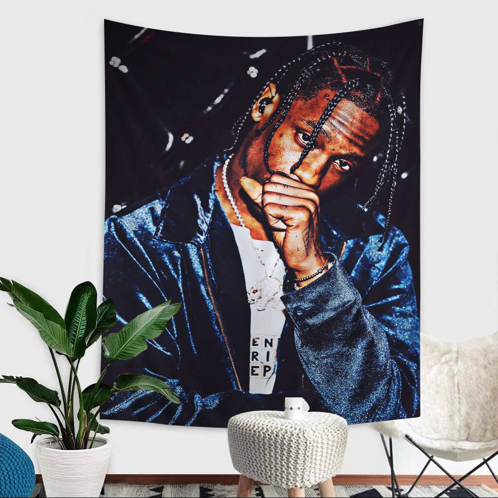 

Rapper TTravis Scott Colorful Tapestry Wall Hanging Hippie Flower Wall Carpets Dorm Decor Wall Art Decor 74x94cm(29x37in)