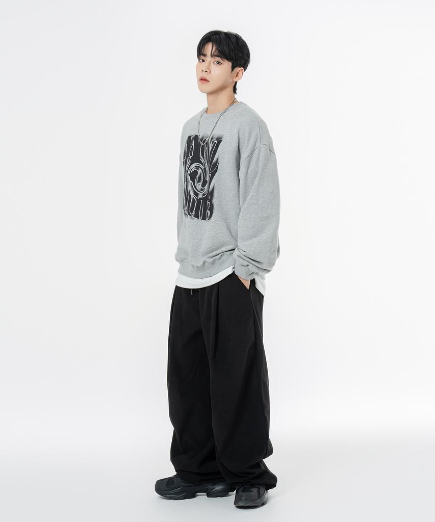 MOZMOZ Colorful Corduroy String Wide Pants Black