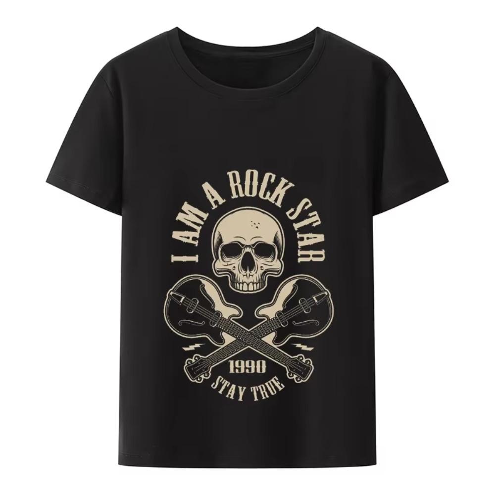 

Я рок-звезда Винтажная футболка Мужская Летняя с круглым вырезом Готическая Графическая Футболка Camisa Топы Унисекс Футболка Харадзюку XXXXXL чёрный