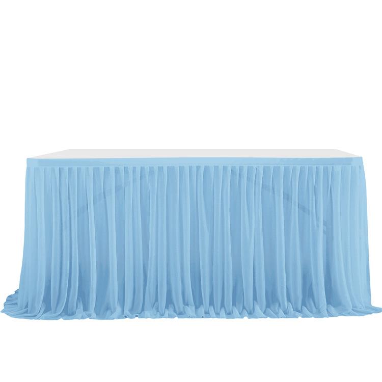 Table Skirt Pleated Table Circumference Birthday Party Wedding Decoration Ruffle Edge Elastic Thin Gauze Table Skirt Tulle