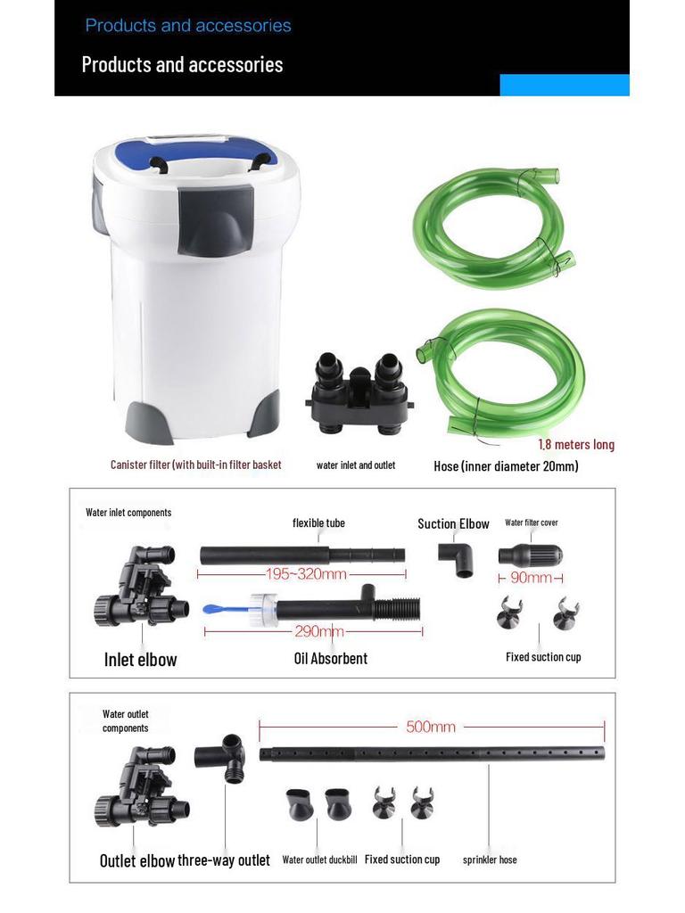 Silent Variable Frequency External Aquarium Filter HW-3000 for Planted and Large Fish Tanks