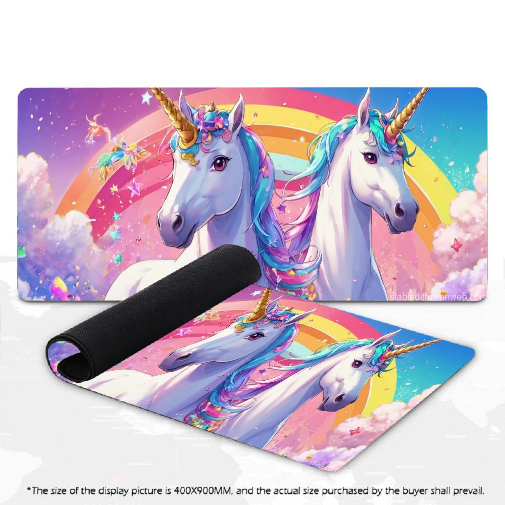Cute Cartoon Unicorn Mouse Pad XXL Colorful Flower Garden Non‑Slip Rubber Deskmat Pc Game Keyboard Mats Large Computer Mouse Mat