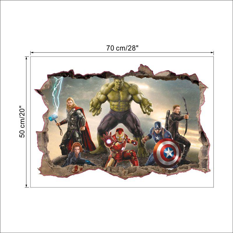 Superior Quality Avengers 3d Wall Sticker Multicolor Mural Art Poster For Kids Rooms