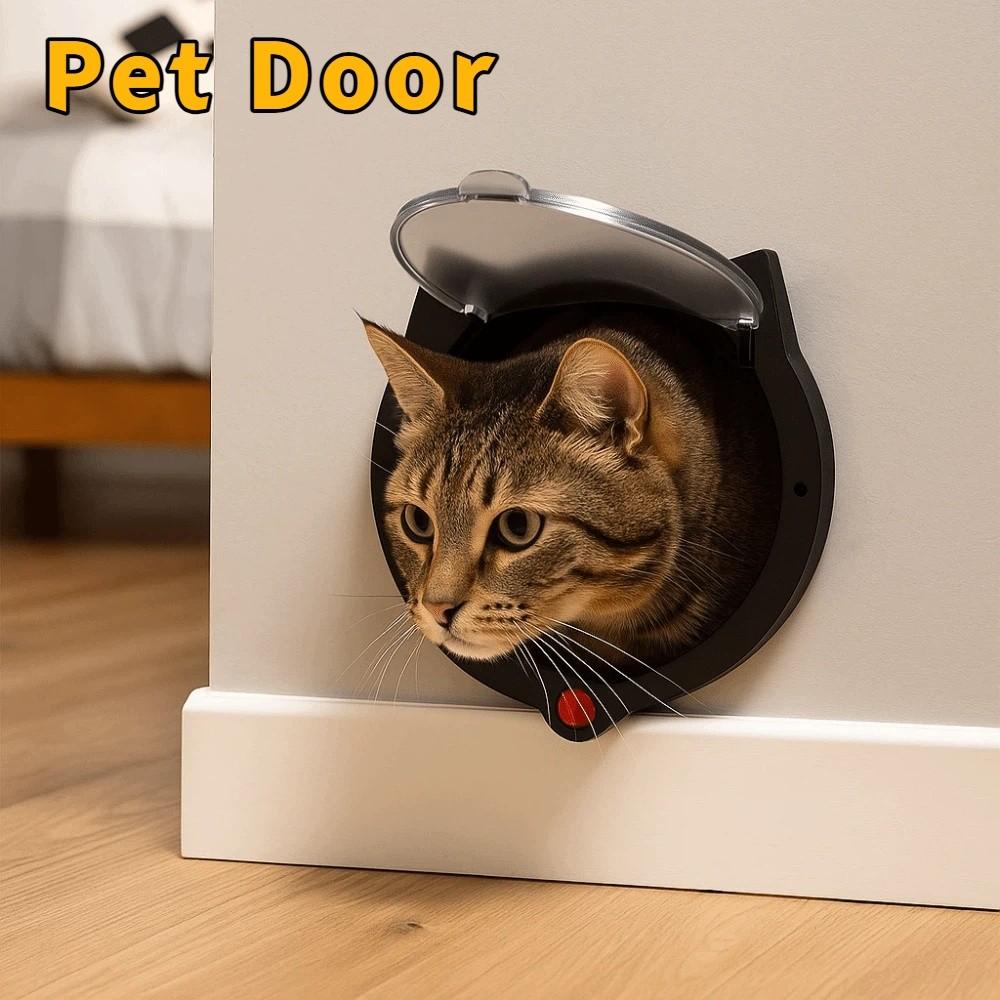 Magnetic Cat Flap Door Bidirectional Opening Plastic Pet Automatic Door With Cat Ears 4 Locking Modes Cat Entry Exit Door