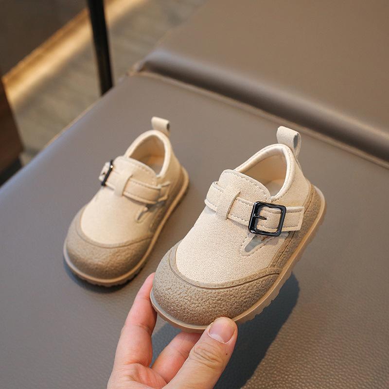 Kids Beige Buckle Decor Casual Slip-On Shoes 16 бежевый