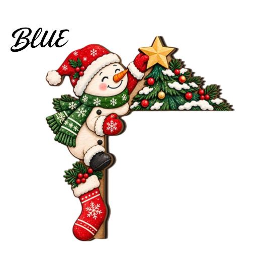 Seasonal Festive Store Display Wooden Christmas Door Topper 2D Flat Santa Claus Elk Snowman Cat Easy Install Frame Decor Corner Sign Funny