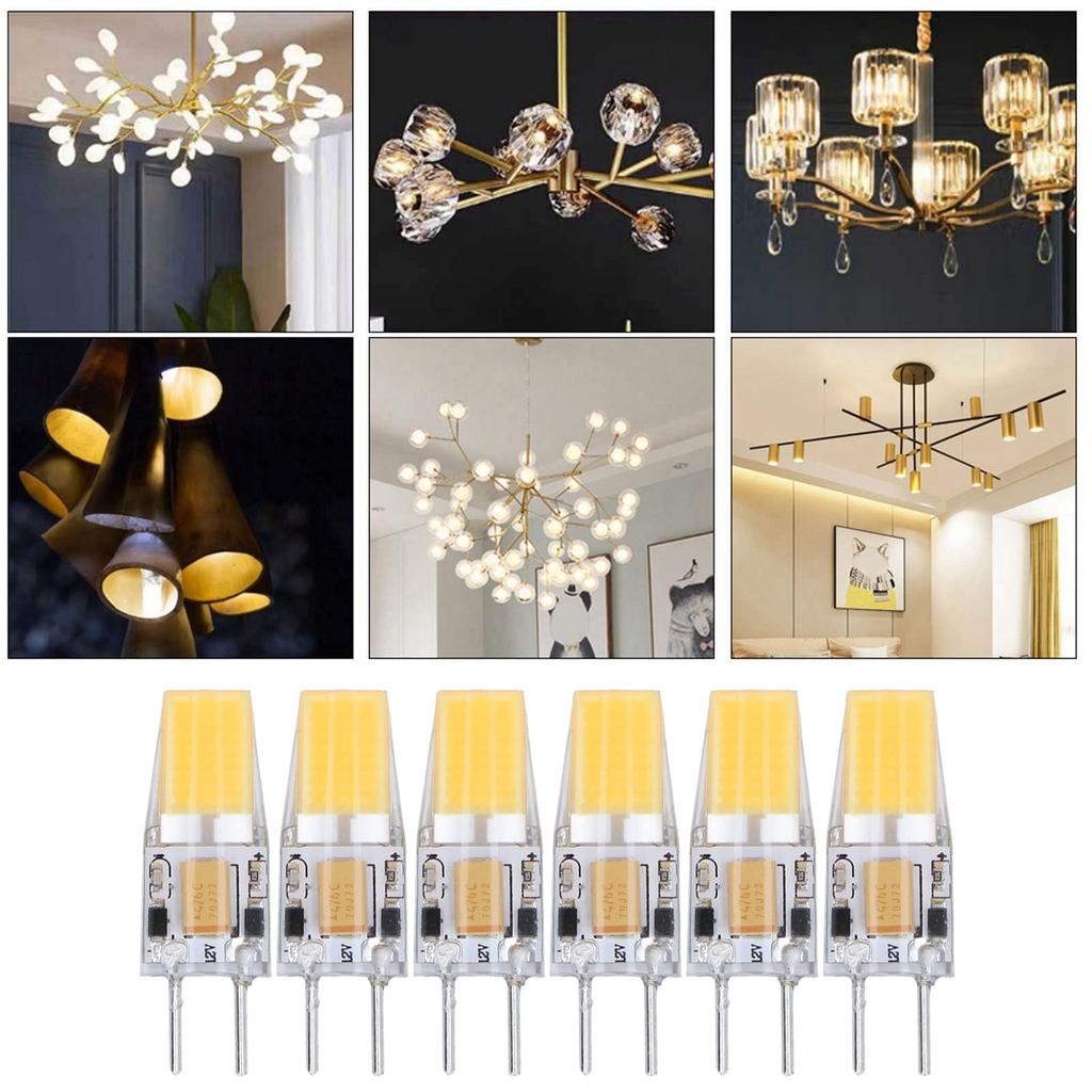 GY6.35 Base LED Bulb, 5W, Warm White (2700K-3000K), Equivalent to 50W Halogen, 500 Lumens, ACDC 12V, 360° Wide Beam Angle, 6 Bulbs Included, For