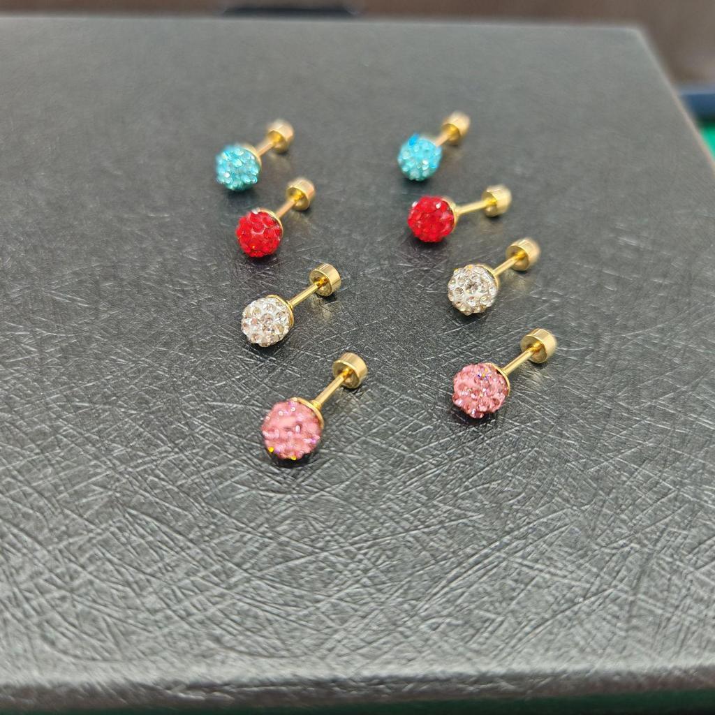 Stainless Steel Xiangbala Polymer Clay Ball Stud Earrings with Anti-Loss Twist Screw Design