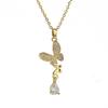 Lightweight Titanium Steel Butterfly Clavicle Necklace with Zirconia Tassel for Women