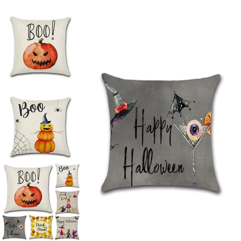 Premium Quality Halloween Pumpkin Linen Throw Pillow Cover For Sofa Home Decoration
