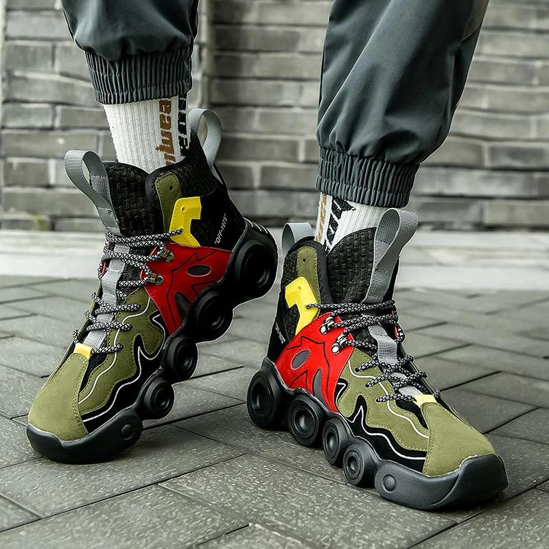 Anti-slip and Wear-resistant Sports Casual Shoes High-top Men's Shoes 2025 New Thick-soled Height-increasing Shoes